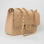 CHANEL Handbag Beige Clair Caviar Quilted Classic Flap Jumbo GHW - Redeluxe