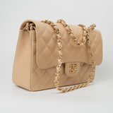 CHANEL Handbag Beige Clair Caviar Quilted Classic Flap Jumbo GHW - Redeluxe