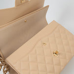 CHANEL Handbag Beige Clair Caviar Quilted Classic Flap Jumbo GHW - Redeluxe