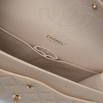 CHANEL Handbag Beige Clair Caviar Quilted Classic Flap Jumbo GHW - Redeluxe