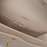 CHANEL Handbag Beige Clair Caviar Quilted Classic Flap Jumbo GHW - Redeluxe