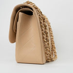 CHANEL Handbag Beige Clair Caviar Quilted Classic Flap Jumbo GHW - Redeluxe