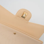 CHANEL Handbag Beige Clair Caviar Quilted Classic Flap Jumbo GHW - Redeluxe