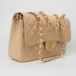 CHANEL Handbag Beige Clair Caviar Quilted Classic Flap Jumbo GHW - Redeluxe