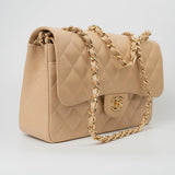 CHANEL Handbag Beige Clair Caviar Quilted Classic Flap Jumbo GHW - Redeluxe