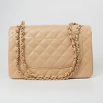 CHANEL Handbag Beige Clair Caviar Quilted Classic Flap Jumbo GHW - Redeluxe