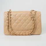 CHANEL Handbag Beige Clair Caviar Quilted Classic Flap Jumbo GHW - Redeluxe