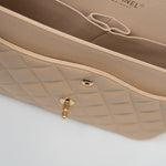 CHANEL Handbag Beige Clair Caviar Quilted Classic Flap Jumbo GHW - Redeluxe