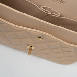 CHANEL Handbag Beige Clair Caviar Quilted Classic Flap Jumbo GHW - Redeluxe