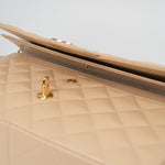 CHANEL Handbag Beige Clair Caviar Quilted Classic Flap Jumbo GHW - Redeluxe