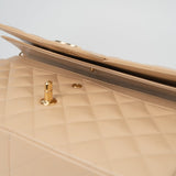 CHANEL Handbag Beige Clair Caviar Quilted Classic Flap Jumbo GHW - Redeluxe