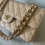 CHANEL Handbag Beige Clair Caviar Quilted Classic Flap Medium GHW - Redeluxe