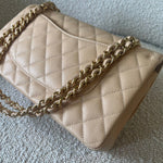 CHANEL Handbag Beige Clair Caviar Quilted Classic Flap Medium GHW - Redeluxe