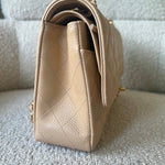 CHANEL Handbag Beige Clair Caviar Quilted Classic Flap Medium GHW - Redeluxe