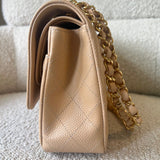 CHANEL Handbag Beige Clair Caviar Quilted Classic Flap Medium GHW - Redeluxe