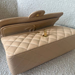 CHANEL Handbag Beige Clair Caviar Quilted Classic Flap Medium GHW - Redeluxe