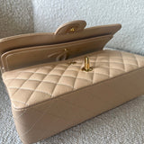 CHANEL Handbag Beige Clair Caviar Quilted Classic Flap Medium GHW - Redeluxe
