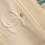 CHANEL Handbag Beige Clair Caviar Quilted Classic Flap Medium Gold Hardware - Redeluxe