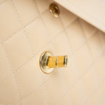 CHANEL Handbag Beige Clair Caviar Quilted Classic Flap Medium Gold Hardware - Redeluxe