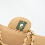 CHANEL Handbag Beige Clair Caviar Quilted Classic Flap Medium Gold Hardware - Redeluxe