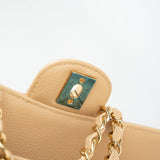 CHANEL Handbag Beige Clair Caviar Quilted Classic Flap Medium Gold Hardware - Redeluxe