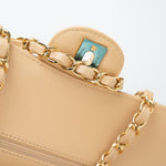 CHANEL Handbag Beige Clair Caviar Quilted Classic Flap Medium Gold Hardware - Redeluxe