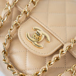CHANEL Handbag Beige Clair Caviar Quilted Classic Flap Medium Gold Hardware - Redeluxe