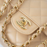 CHANEL Handbag Beige Clair Caviar Quilted Classic Flap Medium Gold Hardware - Redeluxe