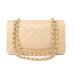 CHANEL Handbag Beige Clair Caviar Quilted Classic Flap Medium Gold Hardware - Redeluxe