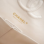 CHANEL Handbag Beige Clair Caviar Quilted Classic Flap Medium Gold Hardware - Redeluxe