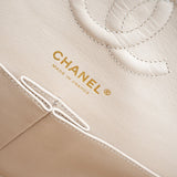 CHANEL Handbag Beige Clair Caviar Quilted Classic Flap Medium Gold Hardware - Redeluxe