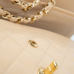 CHANEL Handbag Beige Clair Caviar Quilted Classic Flap Medium Gold Hardware - Redeluxe