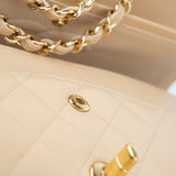 CHANEL Handbag Beige Clair Caviar Quilted Classic Flap Medium Gold Hardware - Redeluxe