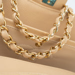 CHANEL Handbag Beige Clair Caviar Quilted Classic Flap Medium Gold Hardware - Redeluxe