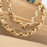 CHANEL Handbag Beige Clair Caviar Quilted Classic Flap Medium Gold Hardware - Redeluxe