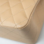 CHANEL Handbag Beige Clair Caviar Quilted Classic Flap Medium Gold Hardware - Redeluxe