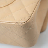 CHANEL Handbag Beige Clair Caviar Quilted Classic Flap Medium Gold Hardware - Redeluxe