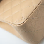 CHANEL Handbag Beige Clair Caviar Quilted Classic Flap Medium Gold Hardware - Redeluxe