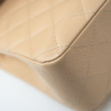 CHANEL Handbag Beige Clair Caviar Quilted Classic Flap Medium Gold Hardware - Redeluxe