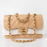 CHANEL Handbag Beige Clair Caviar Quilted Classic Flap Small Gold Hardware - Redeluxe