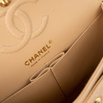 CHANEL Handbag Beige Clair Caviar Quilted Classic Flap Small Gold Hardware - Redeluxe