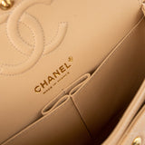 CHANEL Handbag Beige Clair Caviar Quilted Classic Flap Small Gold Hardware - Redeluxe