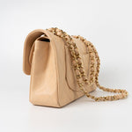 CHANEL Handbag Beige Clair Caviar Quilted Classic Flap Small Gold Hardware - Redeluxe