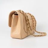 CHANEL Handbag Beige Clair Caviar Quilted Classic Flap Small Gold Hardware - Redeluxe
