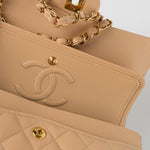 CHANEL Handbag Beige Clair Caviar Quilted Classic Flap Small Gold Hardware - Redeluxe