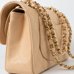 CHANEL Handbag Beige Clair Caviar Quilted Classic Flap Small Gold Hardware - Redeluxe