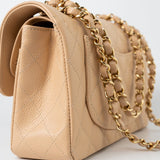 CHANEL Handbag Beige Clair Caviar Quilted Classic Flap Small Gold Hardware - Redeluxe