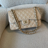 CHANEL Handbag Beige Clair Caviar Quilted Jumbo Classic Flap LGHW - Redeluxe