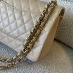 CHANEL Handbag Beige Clair Caviar Quilted Jumbo Classic Flap LGHW - Redeluxe