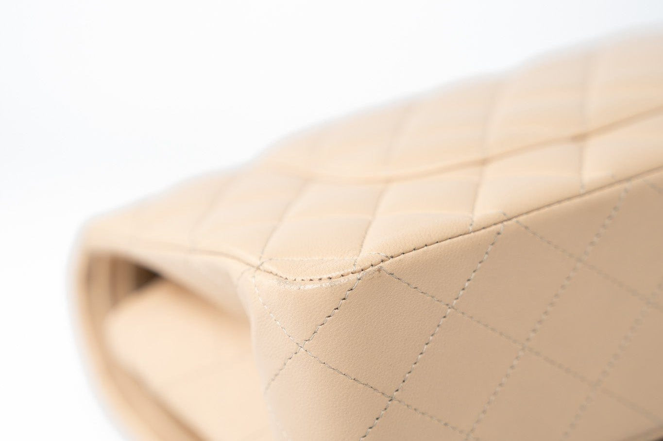 CHANEL Handbag Beige Clair Lambskin Quilted Classic Flap Medium Silver Hardware - Redeluxe